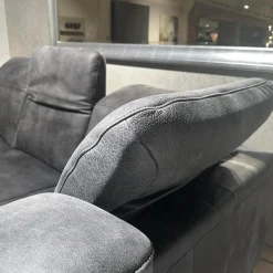 Paul Lindberg Ecksofas|Ecksofa Deno PL Leder W9 Schwarz Füße Metall Schwarz Mit Relaxmotor