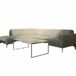 DFM Ecksofas|Ecksofa Diego Stoff Remi 158 Niagara Grau Inklusive Holzablage