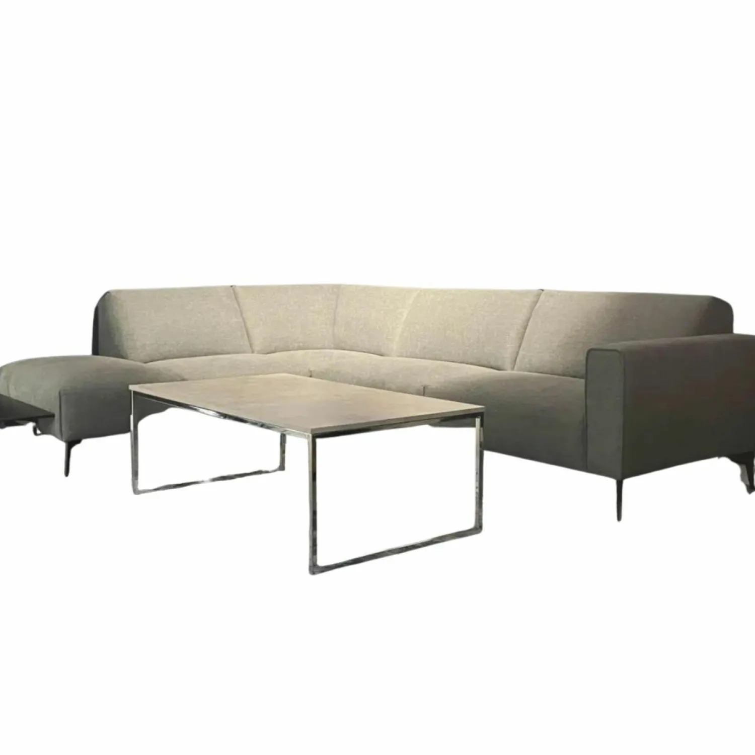 DFM Ecksofas|Ecksofa Diego Stoff Remi 158 Niagara Grau Inklusive Holzablage