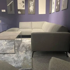 DFM Ecksofas|Ecksofa Diego Stoff Remi 158 Niagara Grau Inklusive Holzablage