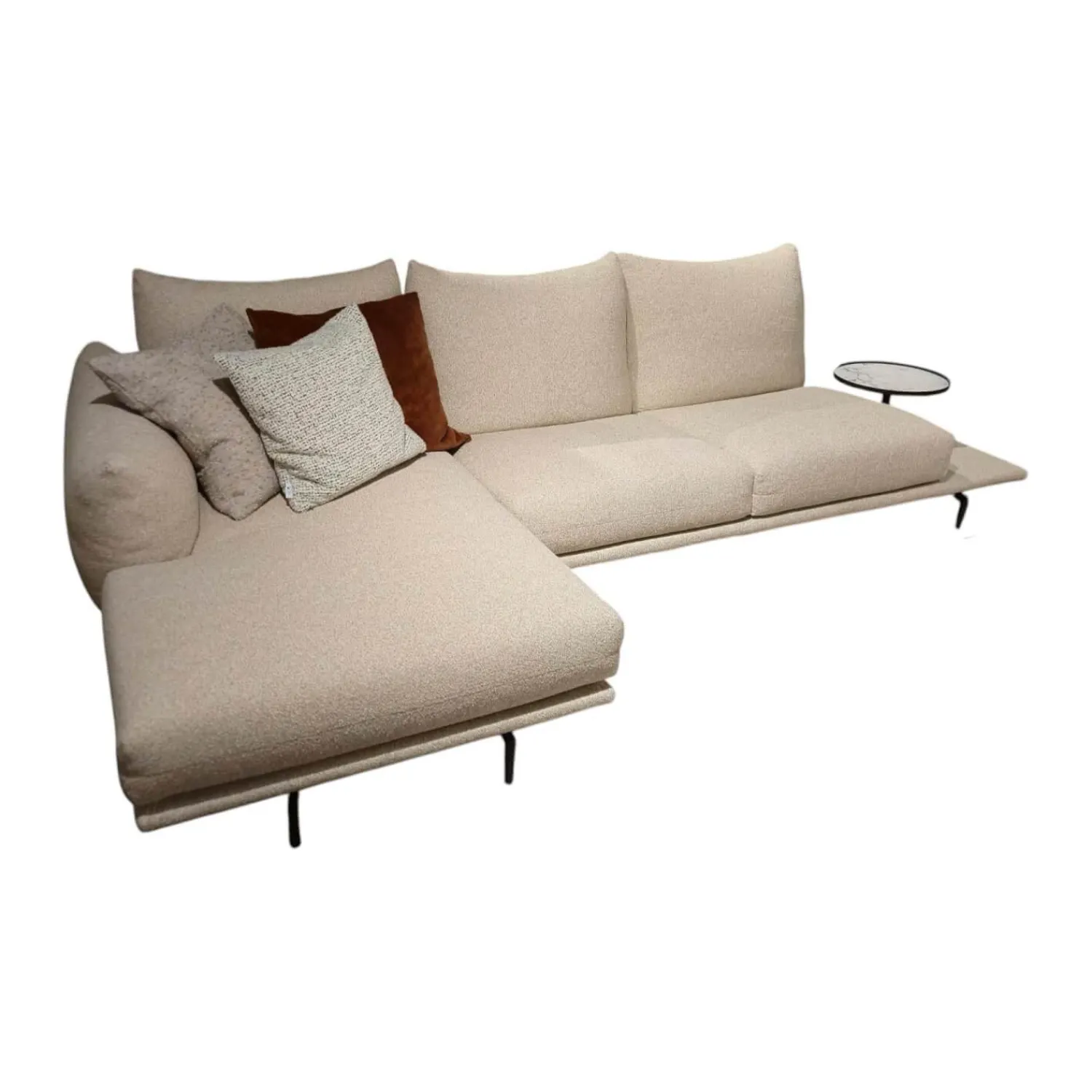 Calia Italia Ecksofas|Ecksofa Dragees Stoff Flash Dance Strech 202 Sabbia Beige Fuß Metall Graubraun Ricamo Inklusive Kissen