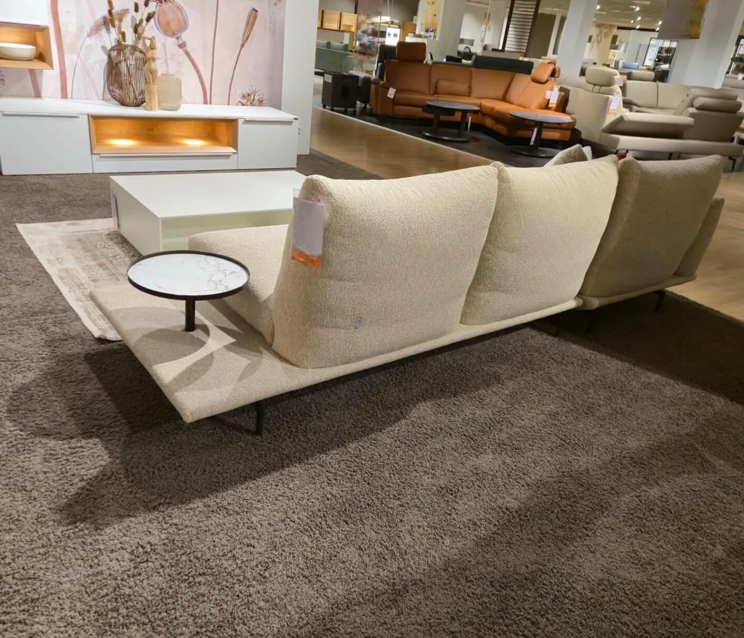 Calia Italia Ecksofas|Ecksofa Dragees Stoff Flash Dance Strech 202 Sabbia Beige Fuß Metall Graubraun Ricamo Inklusive Kissen