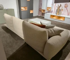 Calia Italia Ecksofas|Ecksofa Dragees Stoff Flash Dance Strech 202 Sabbia Beige Fuß Metall Graubraun Ricamo Inklusive Kissen