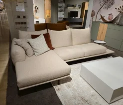 Calia Italia Ecksofas|Ecksofa Dragees Stoff Flash Dance Strech 202 Sabbia Beige Fuß Metall Graubraun Ricamo Inklusive Kissen