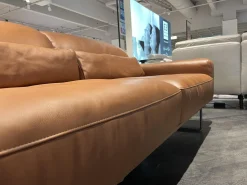 DSign Ecksofas|Ecksofa Corvo R Leder L155 68 Cognac Braun Kufe Anthrazit Mit Festem Hocker