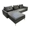 Artanova Ecksofas|Ecksofa Dyo Leder L3162G Silky Grau Fuß Aluminium Matt Gebürstet Mit Wendekissen