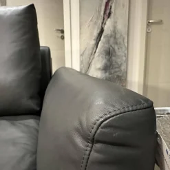 Artanova Ecksofas|Ecksofa Dyo Leder L3162G Silky Grau Fuß Aluminium Matt Gebürstet Mit Wendekissen