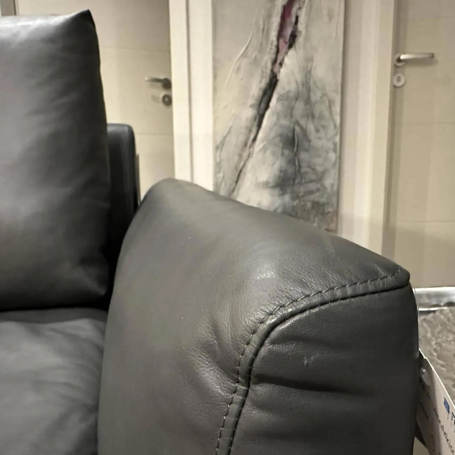 Artanova Ecksofas|Ecksofa Dyo Leder L3162G Silky Grau Fuß Aluminium Matt Gebürstet Mit Wendekissen