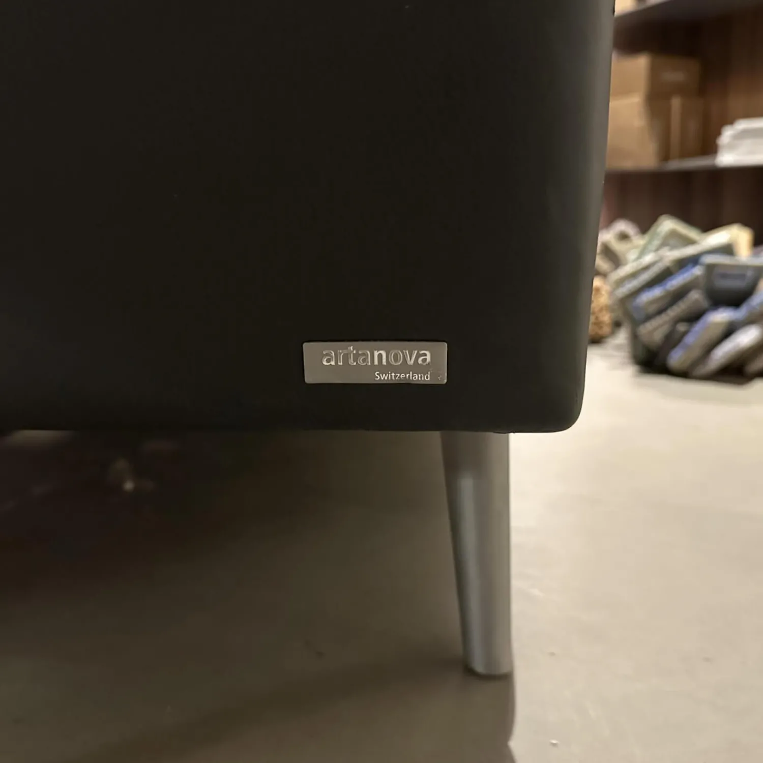 Artanova Ecksofas|Ecksofa Dyo Leder L3162G Silky Grau Fuß Aluminium Matt Gebürstet Mit Wendekissen