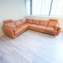 Stressless Ecksofas|Ecksofa E600 Leder Noblesse 37 Tigereye Braun Stahlfuß Mit Kissen Und Kopfstützen