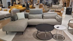 Jori Ecksofas|Ecksofa Eden JR 1800 Stoff Thuile C0003 Grau Füße Metall Bronze Matt Mit Verstellbaren Armlehnen