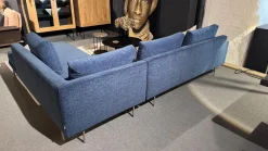 Wendelbo Ecksofas|Ecksofa Edge Stoff Zest 12 Blau Grau Gestell Edelstahl Inklusive Kissen