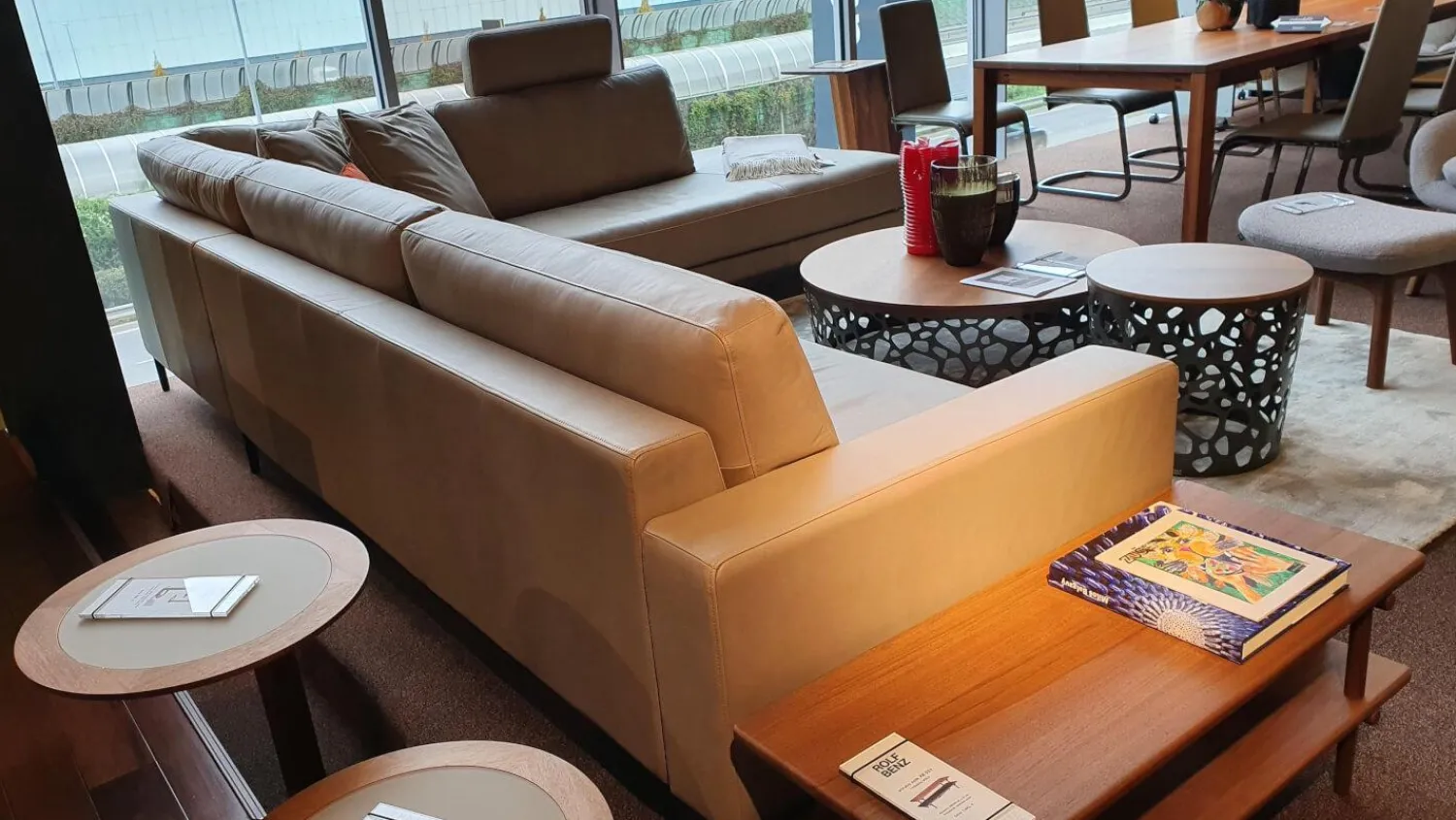 Rolf Benz Ecksofas|Ecksofa Ego Leder Stone Grey mit Nackenrolle