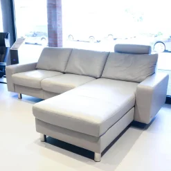 Stressless Ecksofas|Ecksofa Emma E 200 Leder Cori 091 Silver Cloud Hellgrau Fuß Edelstahl 011 Poliert