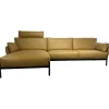 Leolux Ecksofas|Ecksofa Enna Leder 17882 Ceras 8290 Argile Füße Epoxy E2200 Nuit Silk