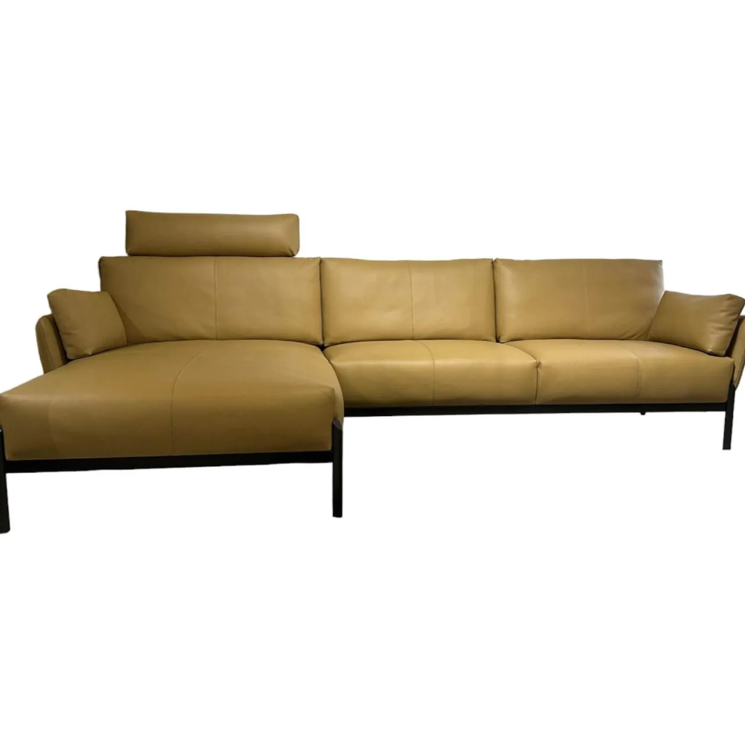 Leolux Ecksofas|Ecksofa Enna Leder 17882 Ceras 8290 Argile Füße Epoxy E2200 Nuit Silk