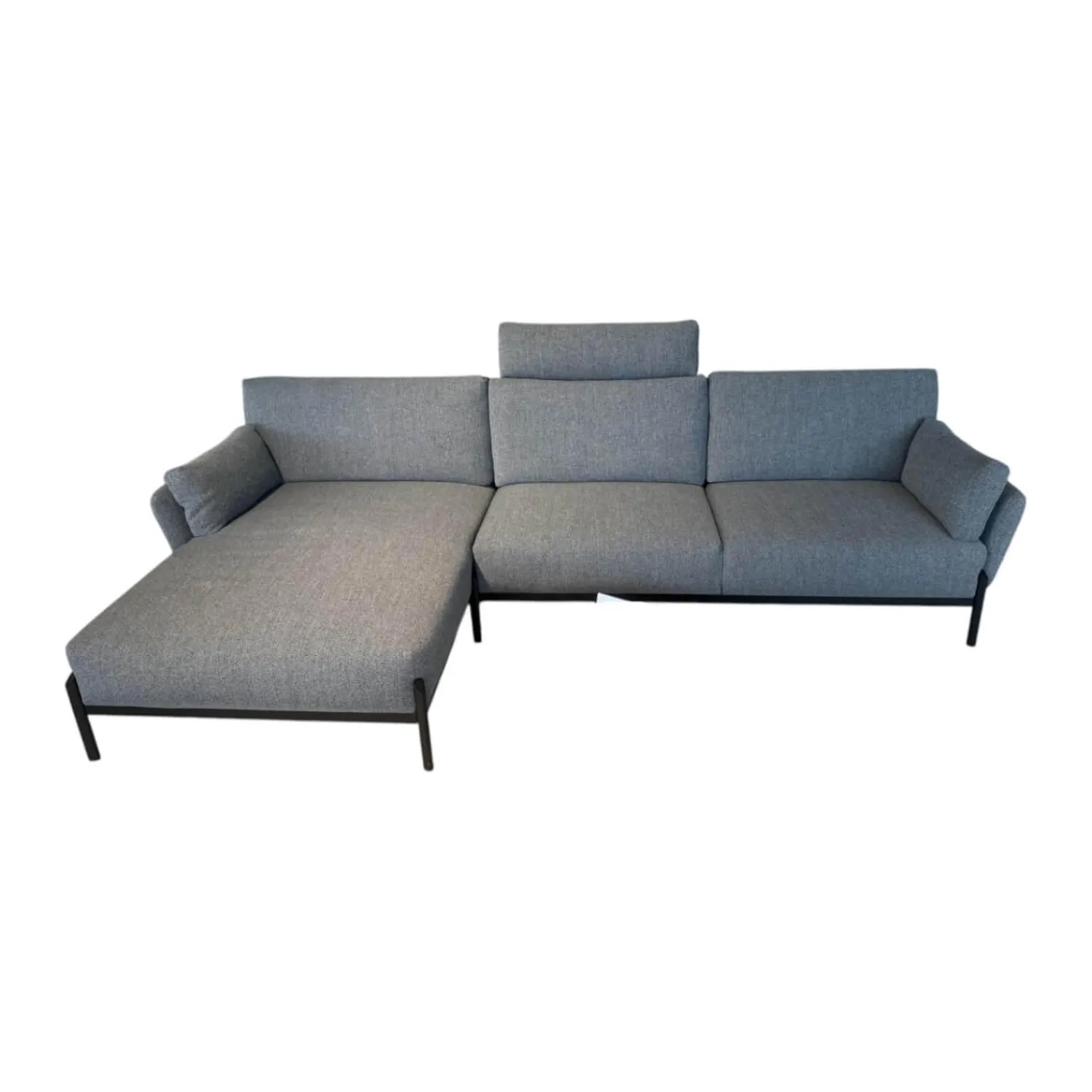 Leolux Ecksofas|Ecksofa Enna Stoff Mondo 007 Piombo Grau Gestell Epoxy Granite Anthrazit Matt Inklusive Kopfstütze