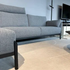 Leolux Ecksofas|Ecksofa Enna Stoff Mondo 007 Piombo Grau Gestell Epoxy Granite Anthrazit Matt Inklusive Kopfstütze