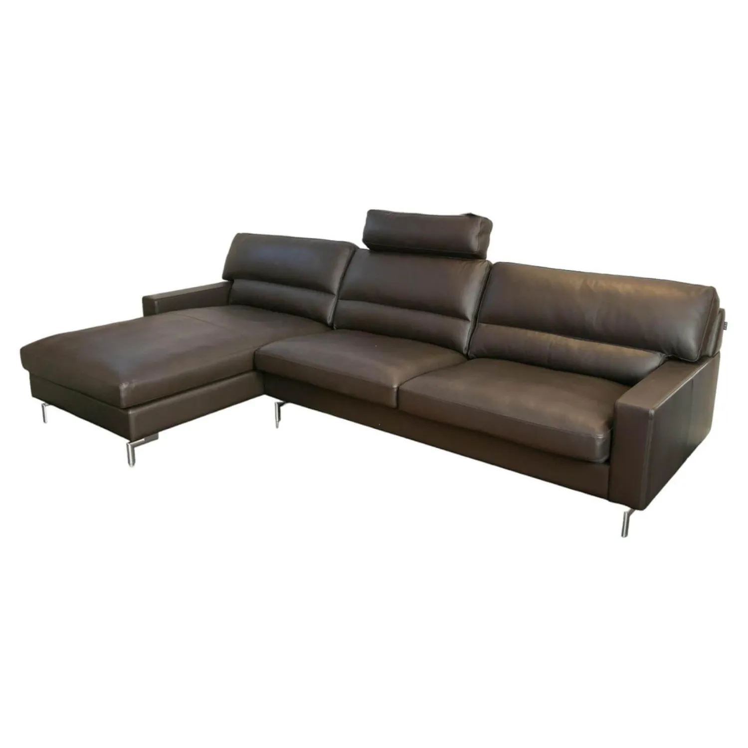 Erpo Ecksofas|Ecksofa Esparo 400 Leder J 42.090 Braun Schwarz Fußstütze Leder J 42.090