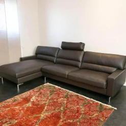 Erpo Ecksofas|Ecksofa Esparo 400 Leder J 42.090 Braun Schwarz Fußstütze Leder J 42.090