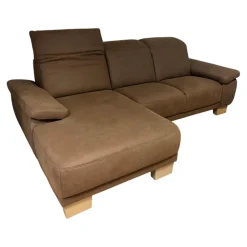 DFM Ecksofas|Ecksofa Fabeo Stoff Valentina 603 Zim Braun Holzfüße Buche Natur