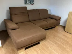 DFM Ecksofas|Ecksofa Fabeo Stoff Valentina 603 Zim Braun Holzfüße Buche Natur