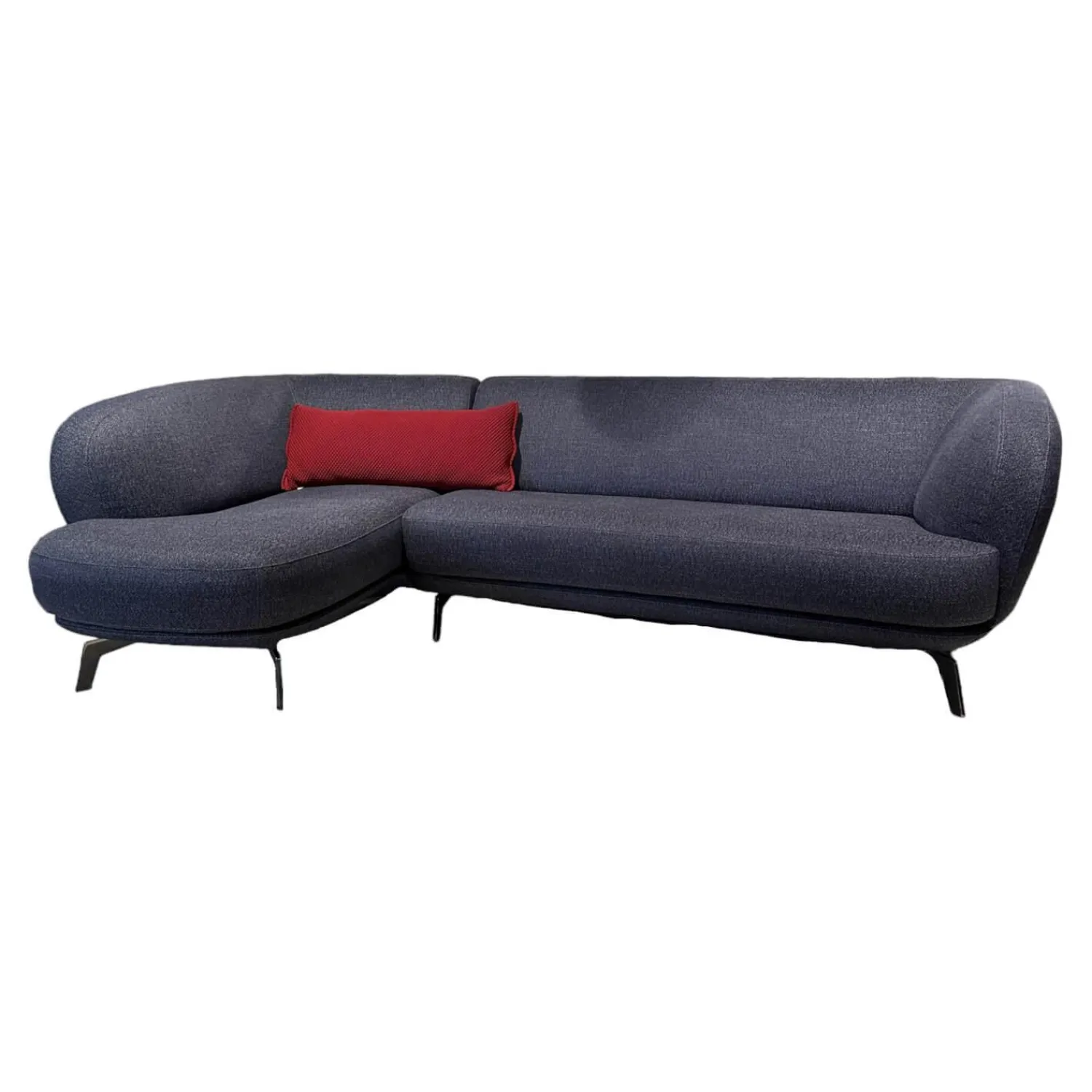 Leolux Wohnlandschaften|Ecksofas|Ecksofa Flint Stoff Varese Bleu Grau Blau Füße Rauchchrom