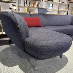 Leolux Wohnlandschaften|Ecksofas|Ecksofa Flint Stoff Varese Bleu Grau Blau Füße Rauchchrom