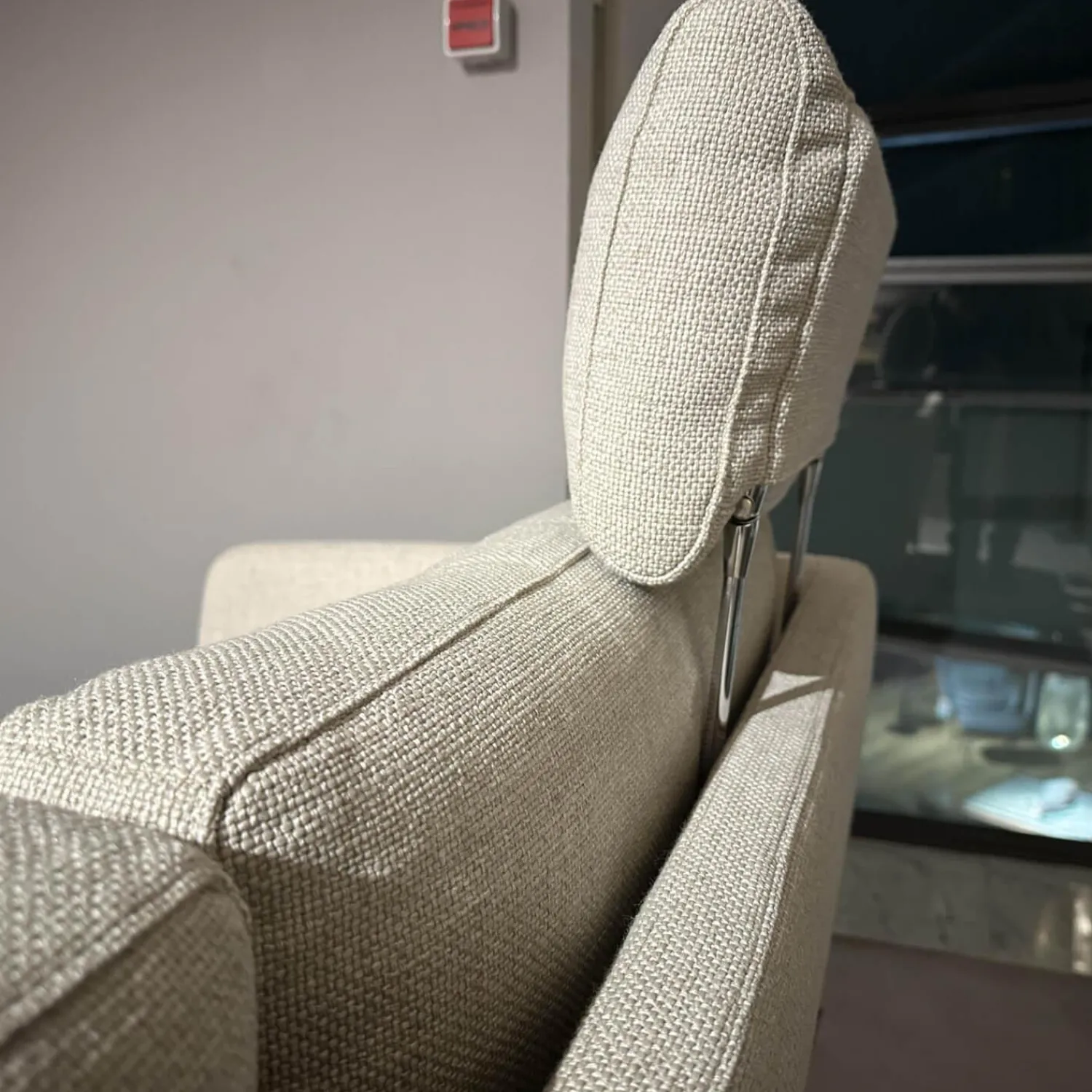 Intertime Ecksofas|Ecksofa Frame Stoff Danio Sand Creme Flachstahlfuß Chrom Glänzend Mit Klappbaren Armlehnen