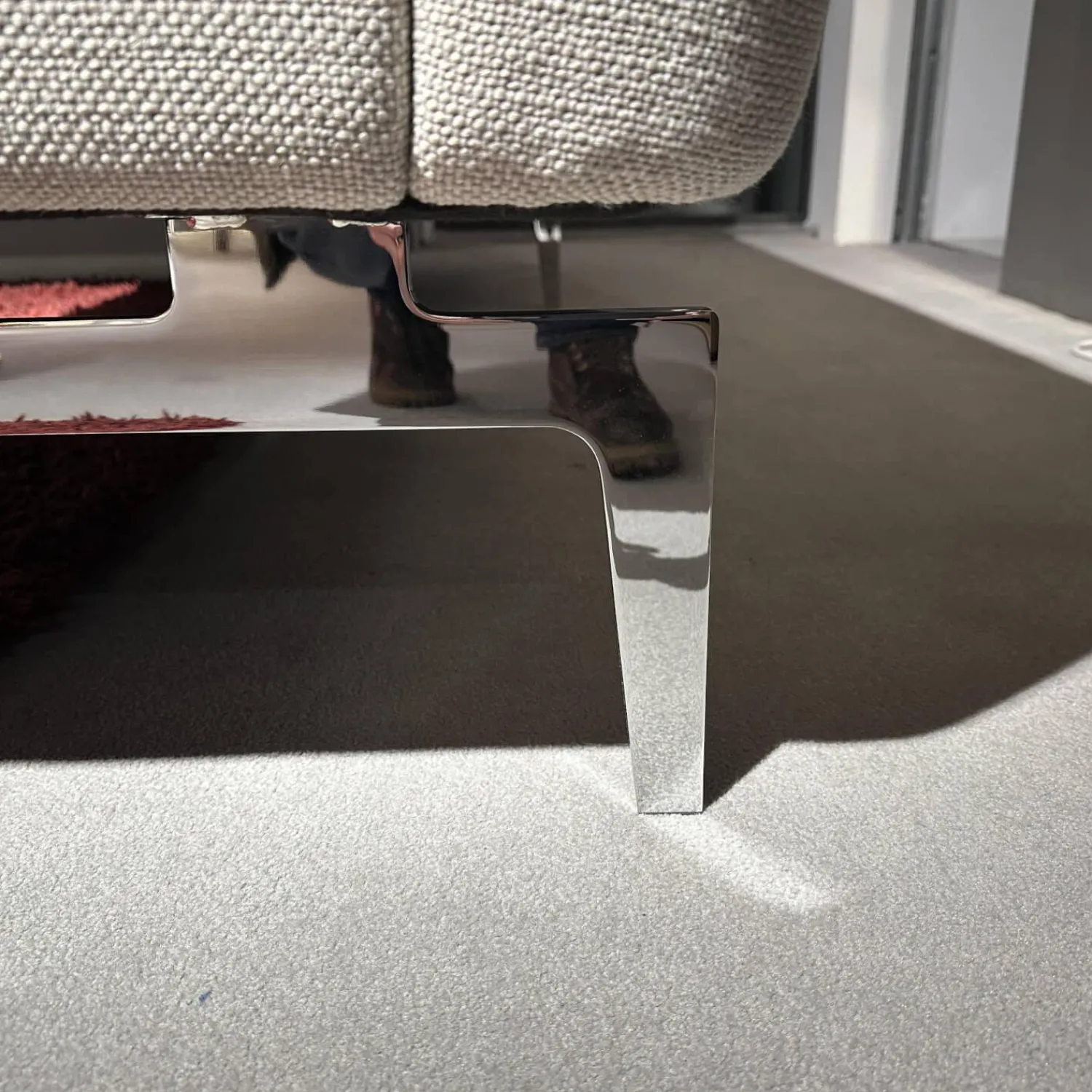 Intertime Ecksofas|Ecksofa Frame Stoff Danio Sand Creme Flachstahlfuß Chrom Glänzend Mit Klappbaren Armlehnen