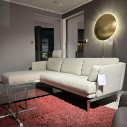 Intertime Ecksofas|Ecksofa Frame Stoff Danio Sand Creme Flachstahlfuß Chrom Glänzend Mit Klappbaren Armlehnen