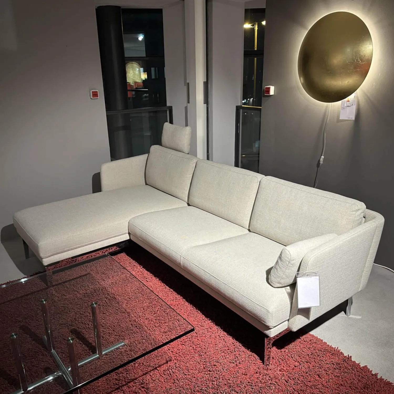 Intertime Ecksofas|Ecksofa Frame Stoff Danio Sand Creme Flachstahlfuß Chrom Glänzend Mit Klappbaren Armlehnen