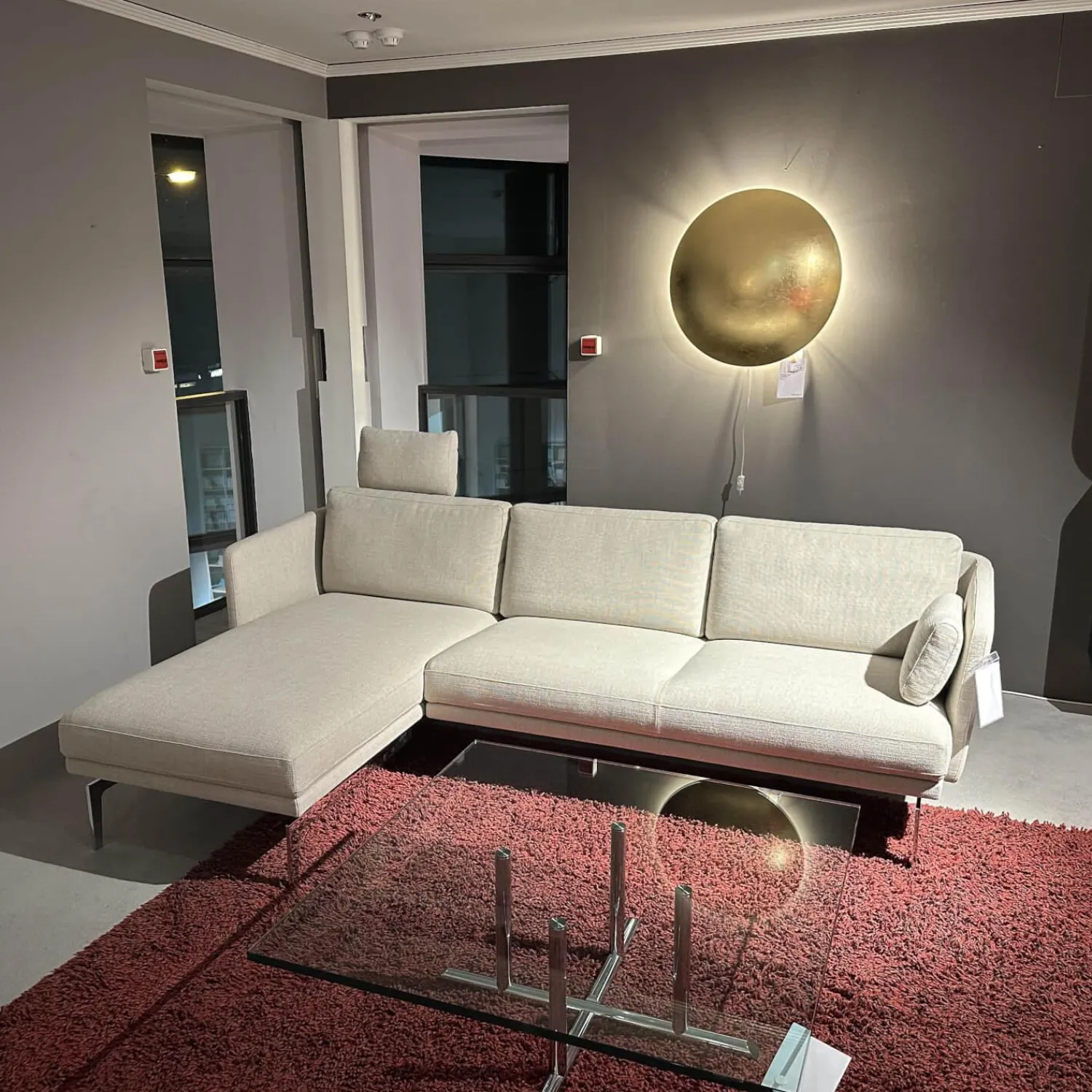 Intertime Ecksofas|Ecksofa Frame Stoff Danio Sand Creme Flachstahlfuß Chrom Glänzend Mit Klappbaren Armlehnen