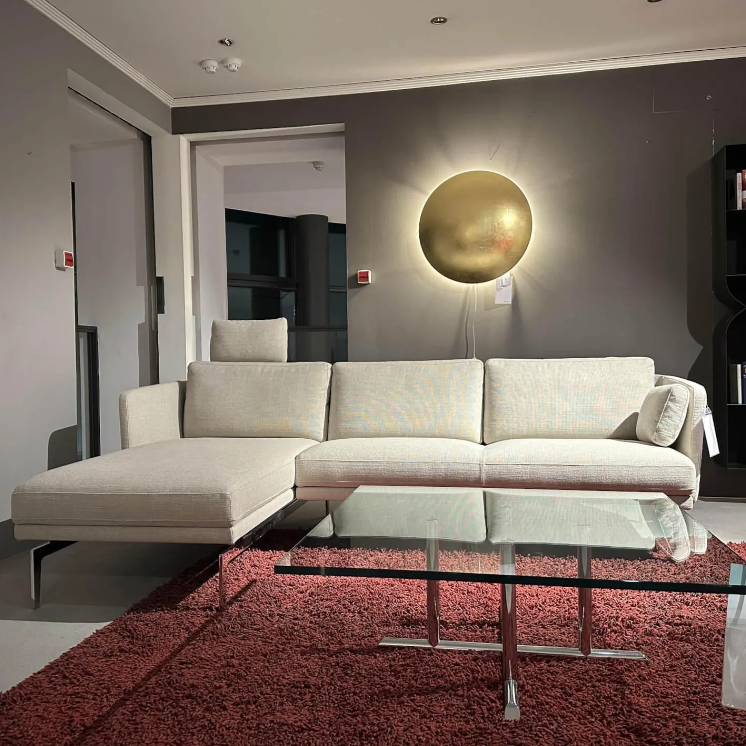Intertime Ecksofas|Ecksofa Frame Stoff Danio Sand Creme Flachstahlfuß Chrom Glänzend Mit Klappbaren Armlehnen