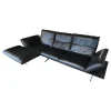 Koinor Ecksofas|Ecksofa Francis Leder C Classic Crow Schwarz Metallkufe Nickel Satiniert Edelstahloptik