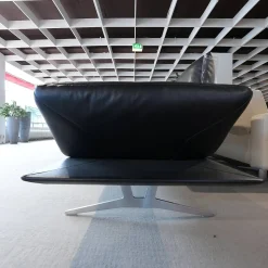 Koinor Ecksofas|Ecksofa Francis Leder C Classic Crow Schwarz Metallkufe Nickel Satiniert Edelstahloptik