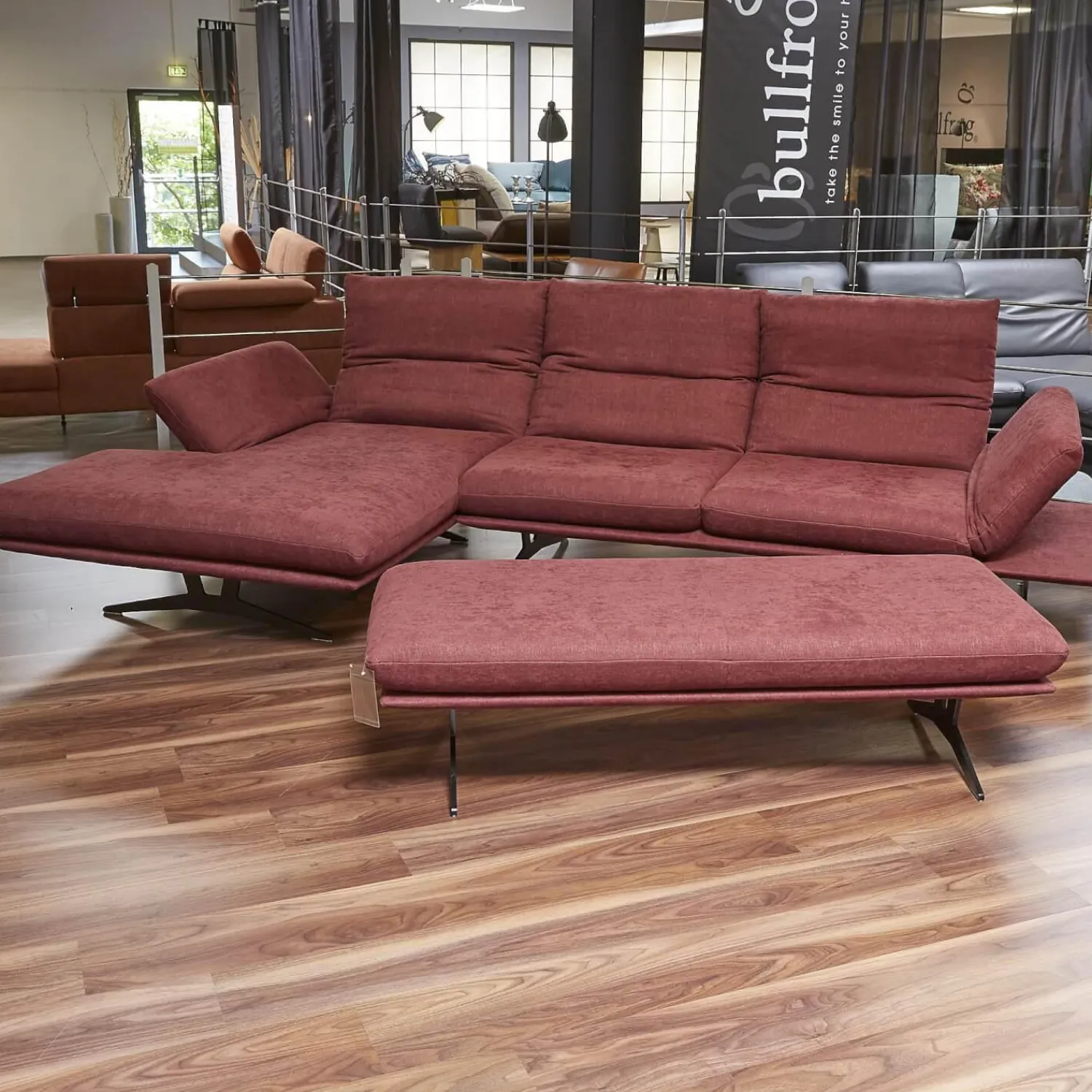Koinor Ecksofas|Ecksofa Francis Stoff 10 Impression 49 Metallkufe Pulverbeschichtet Matt Schwarz
