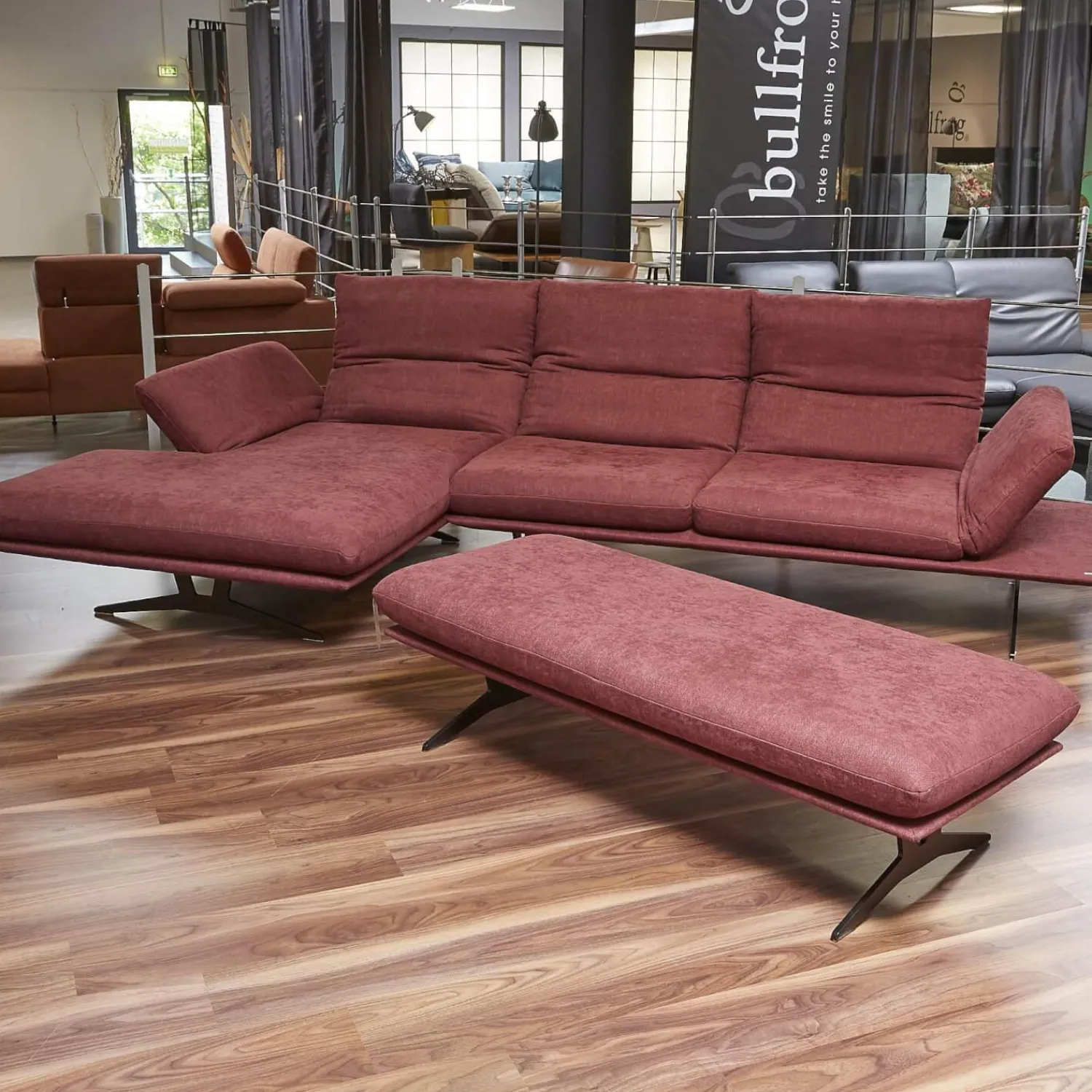 Koinor Ecksofas|Ecksofa Francis Stoff 10 Impression 49 Metallkufe Pulverbeschichtet Matt Schwarz