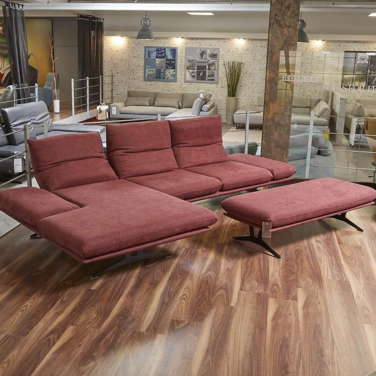 Koinor Ecksofas|Ecksofa Francis Stoff 10 Impression 49 Metallkufe Pulverbeschichtet Matt Schwarz