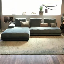 freistil Rolf Benz Ecksofas|Ecksofa Freistil 142 Stoff Blau Grau Füße Kunststoff Schwarz Inklusive Kissen