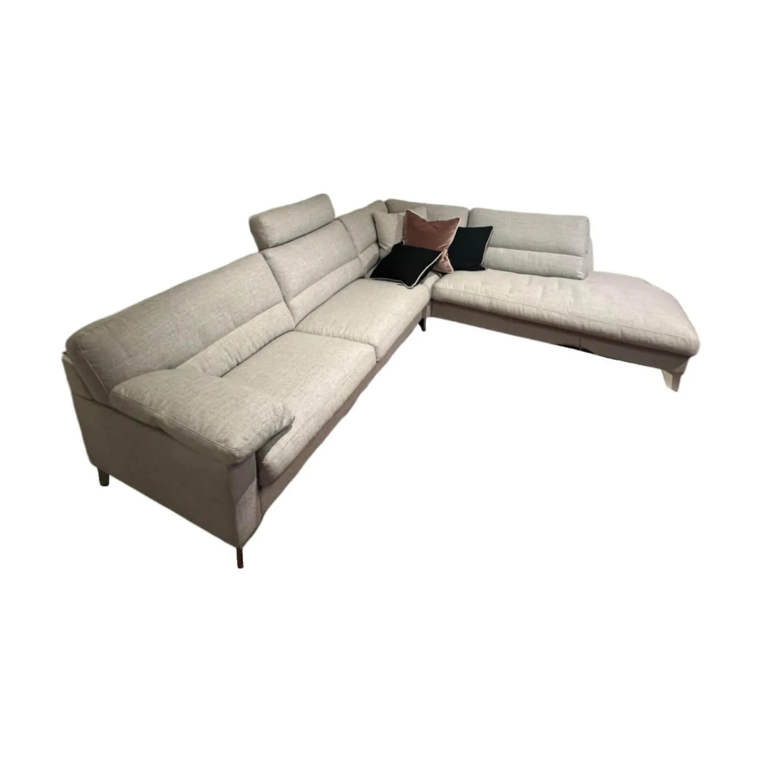 Erpo Ecksofas|Ecksofa GA400 Stoff Ruig Lichtgrau 2026 09 Grau Metallfuß Matt Verchromt Mit Hocker Und Kissen