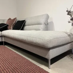 Erpo Ecksofas|Ecksofa GA400 Stoff Ruig Lichtgrau 2026 09 Grau Metallfuß Matt Verchromt Mit Hocker Und Kissen