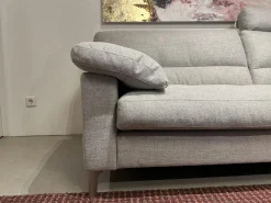 Erpo Ecksofas|Ecksofa GA400 Stoff Ruig Lichtgrau 2026 09 Grau Metallfuß Matt Verchromt Mit Hocker Und Kissen