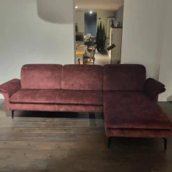 Activineo Ecksofas|Ecksofa Garbo Stoff VZP Bordeaux Rot Metallkufe Schwarz Matt Mit Manuelle Kopfteilverstellung