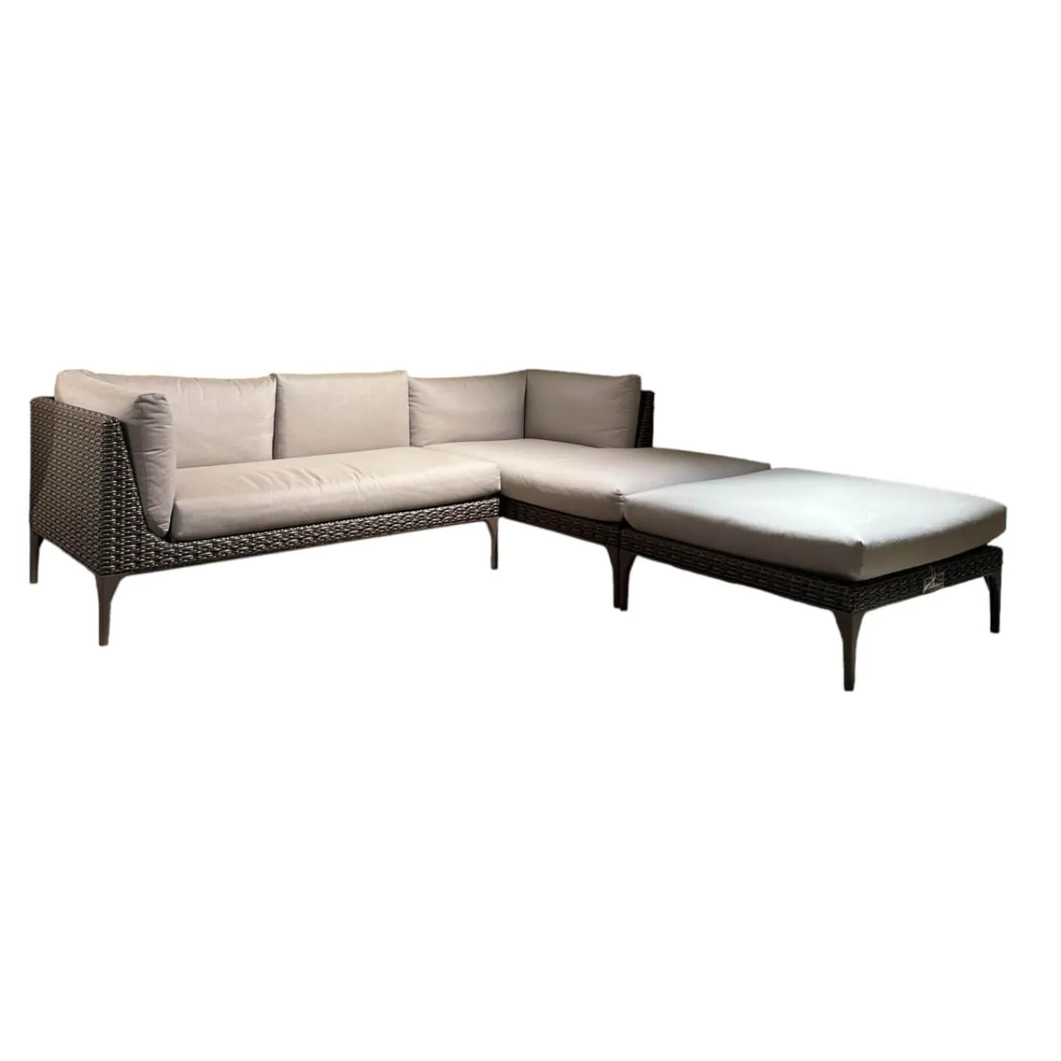 DEDON Ecksofas|Ecksofa Gartenlounge MU Stoff Natura Taupe Grau Gestell Aluminium Vulcano 305 Geflecht Vulcano 099