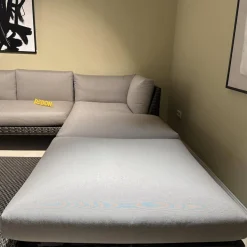 DEDON Ecksofas|Ecksofa Gartenlounge MU Stoff Natura Taupe Grau Gestell Aluminium Vulcano 305 Geflecht Vulcano 099