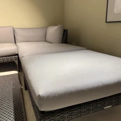 DEDON Ecksofas|Ecksofa Gartenlounge MU Stoff Natura Taupe Grau Gestell Aluminium Vulcano 305 Geflecht Vulcano 099