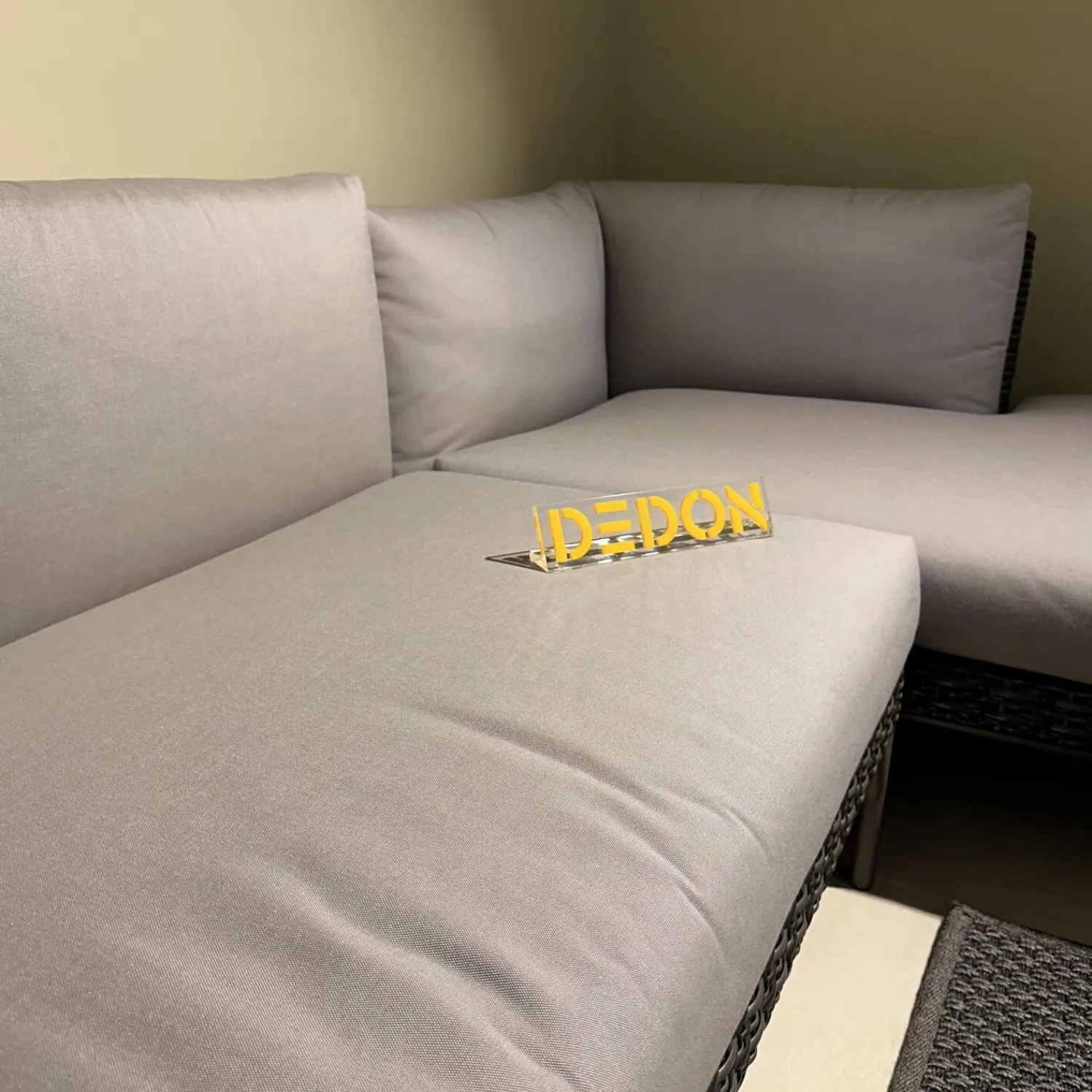 DEDON Ecksofas|Ecksofa Gartenlounge MU Stoff Natura Taupe Grau Gestell Aluminium Vulcano 305 Geflecht Vulcano 099