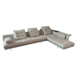 Vitra Ecksofas|Ecksofa Grand 3 Stoff 240 Corsaro Stone Melange Beige Füße Aluminium Poliert Inklusive Längliches Tablett Tray
