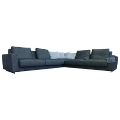 Walter Knoll Wohnlandschaften|Ecksofa Grand Suite Bezug Stoff Sonora 7869 Basalt Anthrazit Sockel Buche Schwarz Lackiert